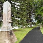 A monument along the river walk in Fort Benton, MT